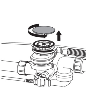 Multiplex Trio F, Ablauf reinigen, Abdeckhaube abdrehen