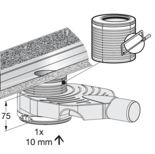 Duschrinne, 4980.30, Höhenausgleichstück ablängen bei Einbauhöhe 100–109 mm