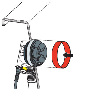 Multiplex M9, Überlaufkörper montieren, Bauschutz einsetzen