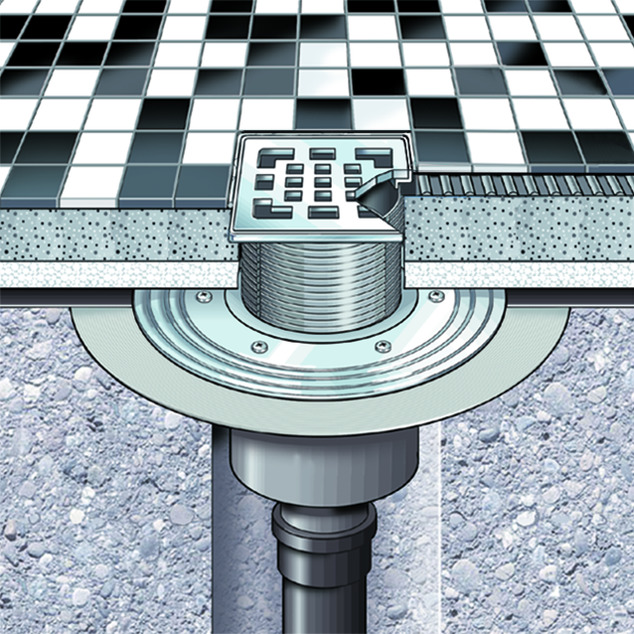 Drain, conventional sealing, diagram