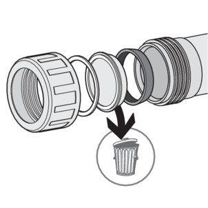 Drain, Advantix, inlet union nut protective plug