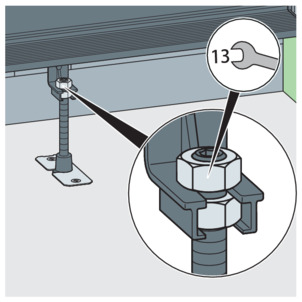 Shower channel, 4967.10, fix the feet with lock nuts