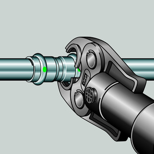 Sanpress Inox, place press jaw onto press connector