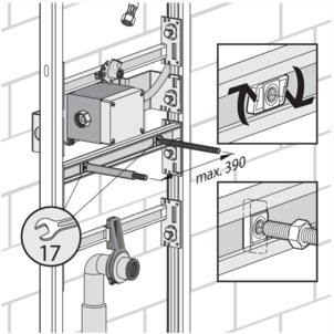 Urinal module, 8121.4, mount threaded bolts