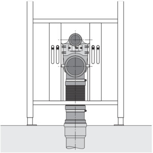 WC module, connect drain elbow vertically