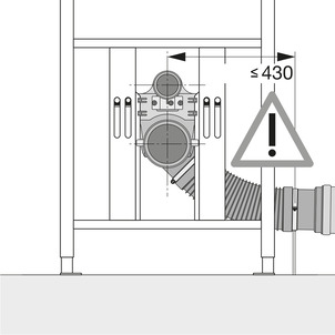 WC module, secure drain elbow, with width specifications