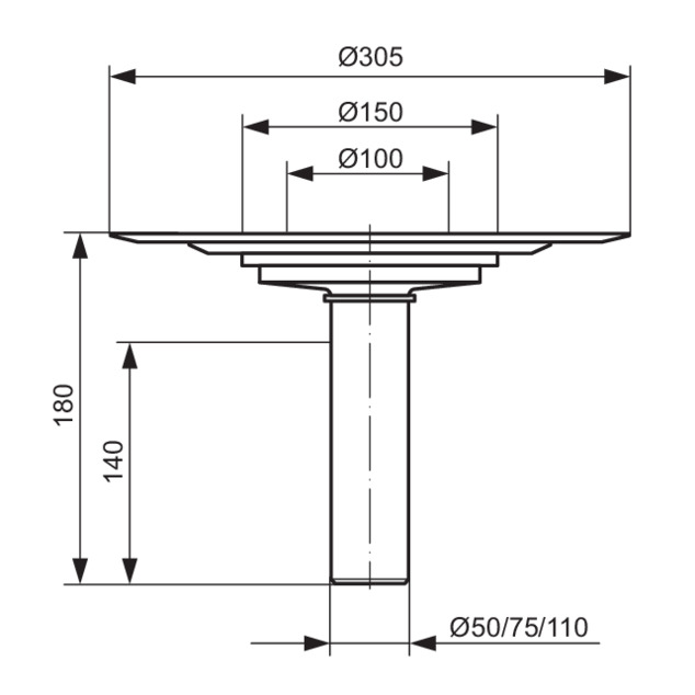 Avaloir de balcon/terrasse, 4944.21, schéma coté