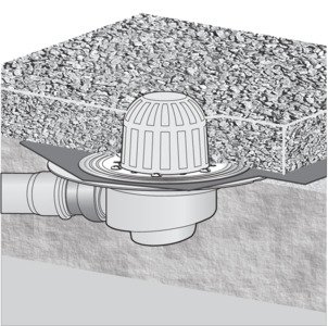 Siphon de sol, Advantix, vidage dans une ouverture dans le plancher
