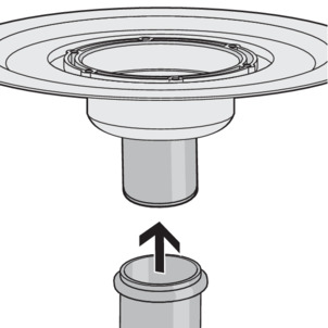 Vidage, Advantix, emboîtement du tube d'évacuation (étanchéité conventionnelle, tube d'évacuation vertical)