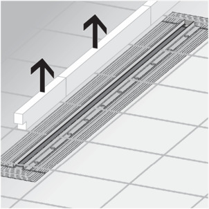 Shower channel, 4966.19, mounting with tile end rail, remove the protective insert