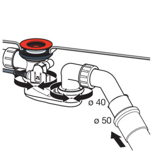 Multiplex Trio MT9, raccordement du vidage, raccordement du tube d'écoulement