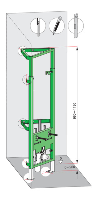 Bidet corner element, 8143, aligning with one-sided wall mounting