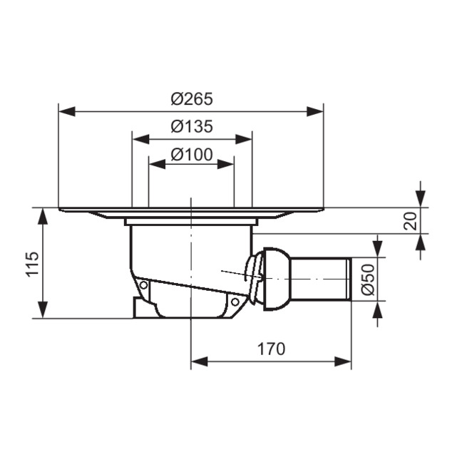  Floor drain, 4921.3, dimensional drawing