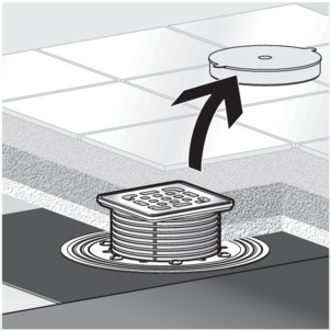 Floor drain, Advantix, remove protective plugs