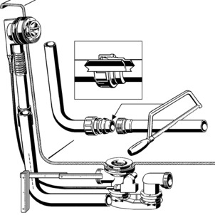 Multiplex 6171.12, connect overflow and drain, install two-piece overflow pipe