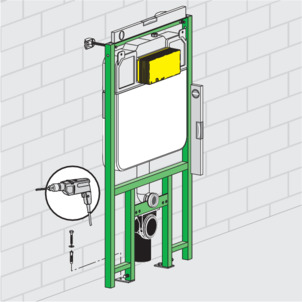 Models 8108.1, 8108.45, attach WC element to the wall
