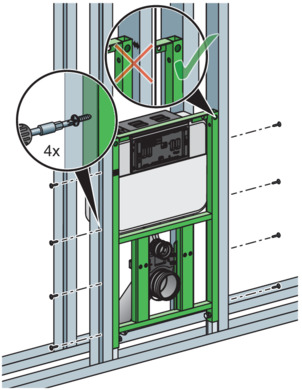 Models 8130.45 and 8130.2, attach WC element to the support profiles