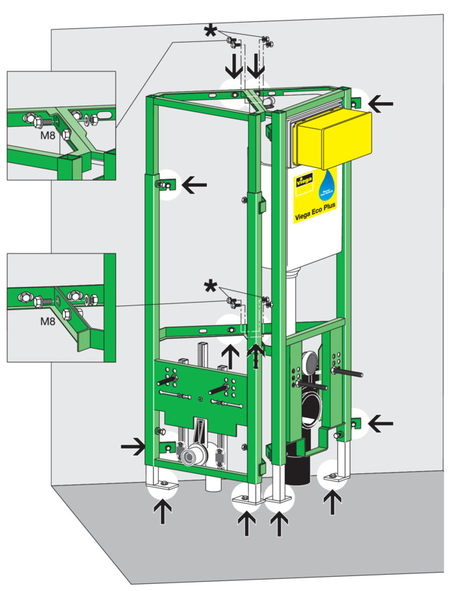 Viega Eco Plus, 8143, line mounting of corner elements
