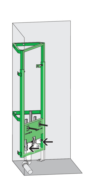 Bidet corner element, 8143, connect water line when cladding the drainage line