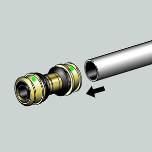 Raxofix, push the pipe into the press connector