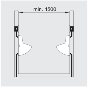 Urinal flush plate, minimum interval 1500