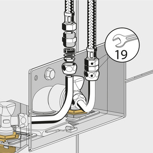 8055.5, washbasin module, connection with flexible hoses