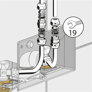 8055.5, washbasin module, shorten pipe, attach screw fitting