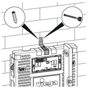 Viega Mono block 8310.2, fit mounting angle, align using spirit level, draw in drill hole
