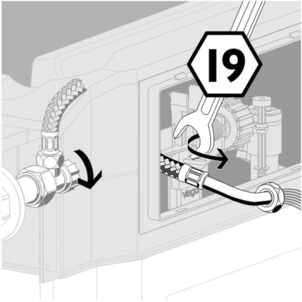 Steptec, WC module, loosen flexible hose