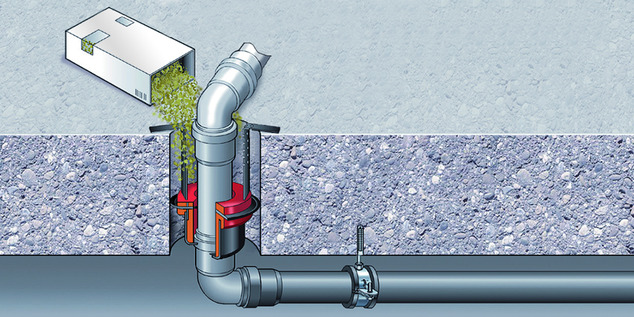 Fire protection pipe lead-in, diagram