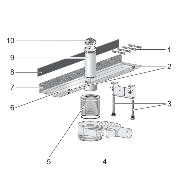 Shower channel, 4980.30, components and scope of delivery
