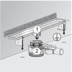 Shower channel, 4980.30, press drain socket into the height adjustment piece