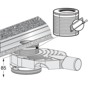 Shower channel, 4980.30, shorten the height adjustment piece with installation height 110–190 mm