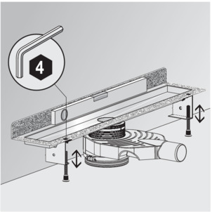 Shower channel, 4980.30, align horizontally by adjusting the height of the feet