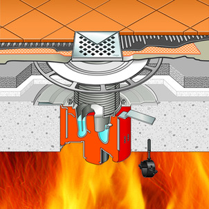 Fire protection drain, fire pattern after 25 minutes