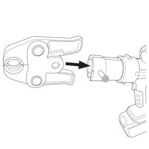 Insert the press tool, PG 5, press jaws