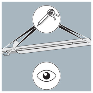 Shower channel, 4965.10 / 4966.10, place the sealing tape strips onto the flange
