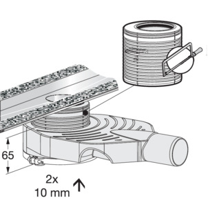 Shower channel, 4980.10, shorten the height adjustment piece with installation height 90–99 mm