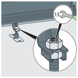 Shower channel, 4968.10, fix the feet with lock nuts