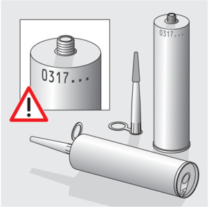 Mounting adhesive, filling date