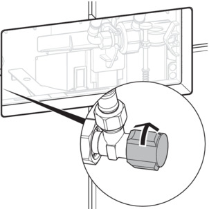 WC flush plate, mount flush actuation, close corner valve