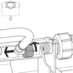 WC flush plate, mount flush actuation, loosen flexible hose (2L)