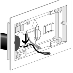 WC flush plate, secure the cable from the battery compartment onto the basic panel