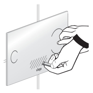 WC flush plate for More sensitive, place right hand in front