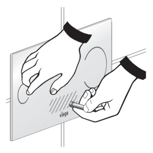 WC flush plate for More sensitive, place left hand in front