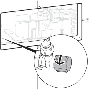 WC flush plate, mount flush actuation, open corner valve