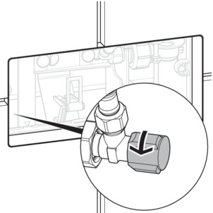 WC flush plate, mount flush actuation, open corner valve (2L)