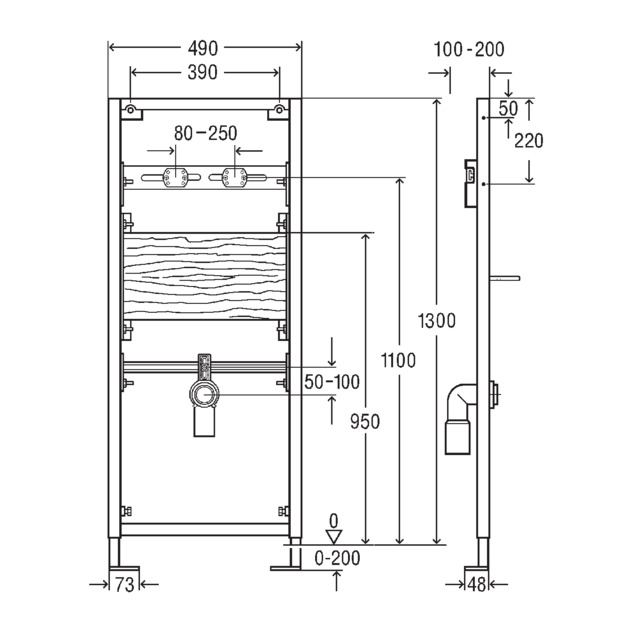Washbasin element, 8159, dimensional drawing