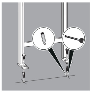Viega Mono blocks, pedestal mounting, mark drill holes