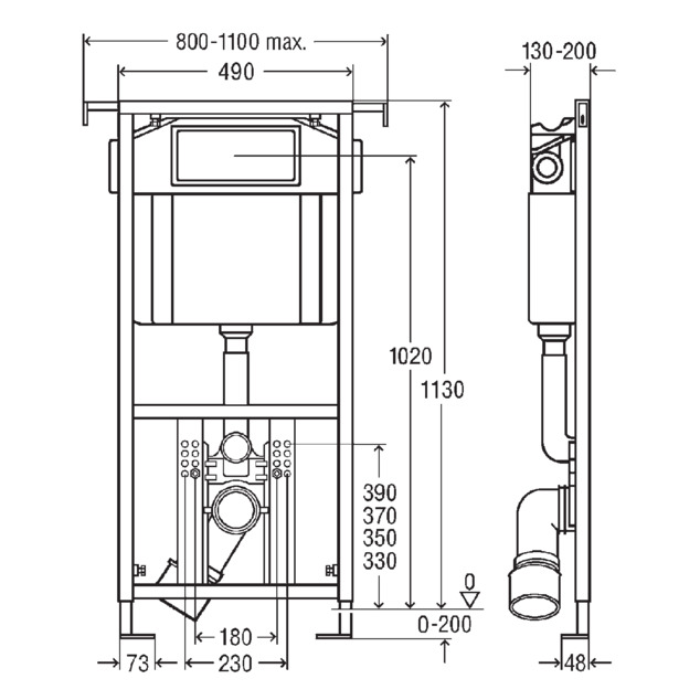 Viega Eco Plus WC element 8136.2, dimenzije